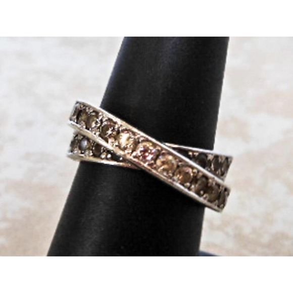 Vintage Sterling Silver Twist Eternity CZ Band Ring , Size 7 - Picture 6 of 9